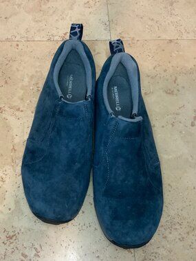 Merrell Jungle Moc Kids Blue Suede Slip On Shoes Youth 5.5M